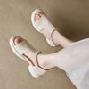 Simple magic wood sandals open-toed fairy round head fairy 2025 summer new products comfortable soft surface thick sole sticker casual women's shoes