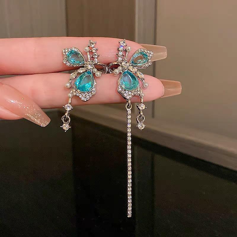 Exquisite Blue Series Luxury Stud Earrings for Women: Elegant, Versatile, and Stylish.