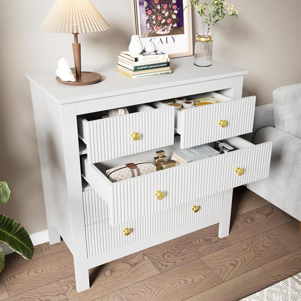 Chest of Drawers with 5 Drawers, Modern Sideboard with Storage Space, for Dining Room, Living Room & Bedroom