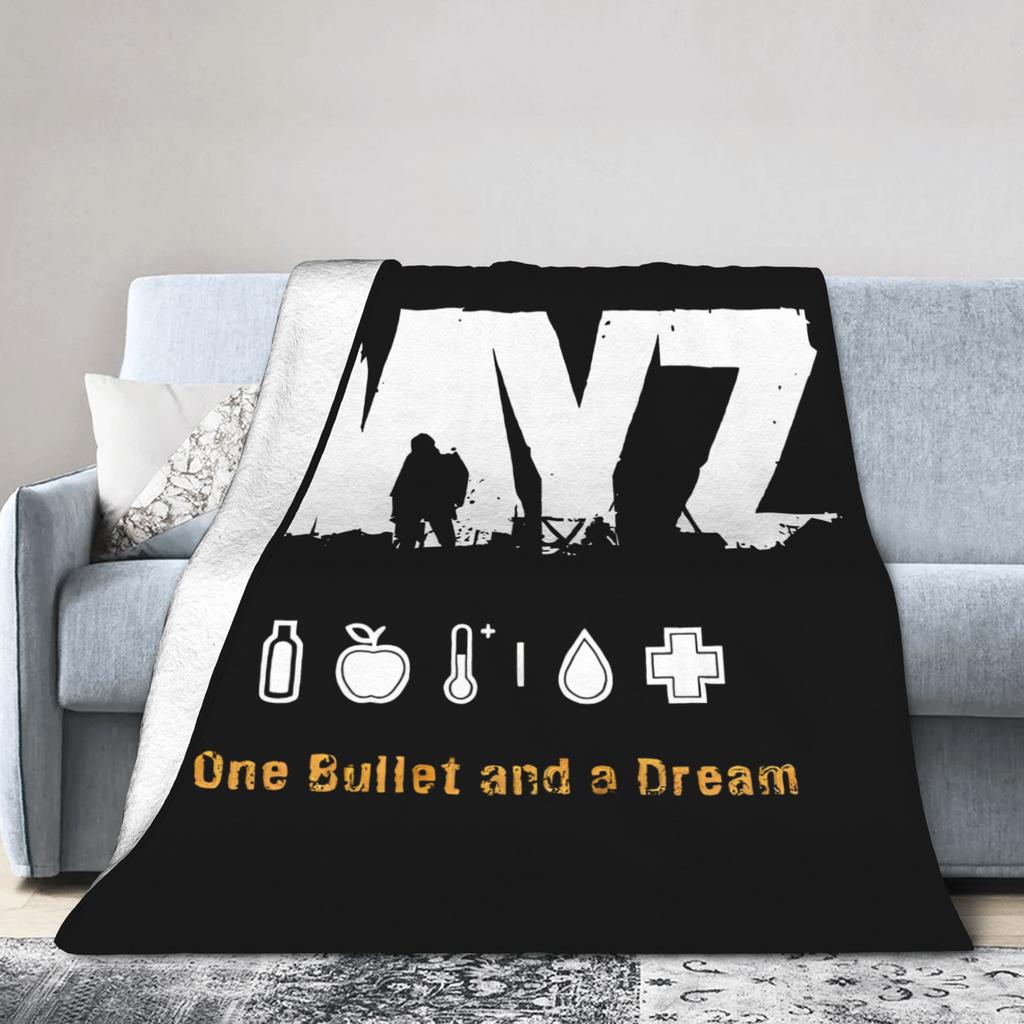 DayZ One Bullet and a Dream Blanket Shotting Game Wool Funny Breathable Throw Blanket for Home Textile Decor Couch