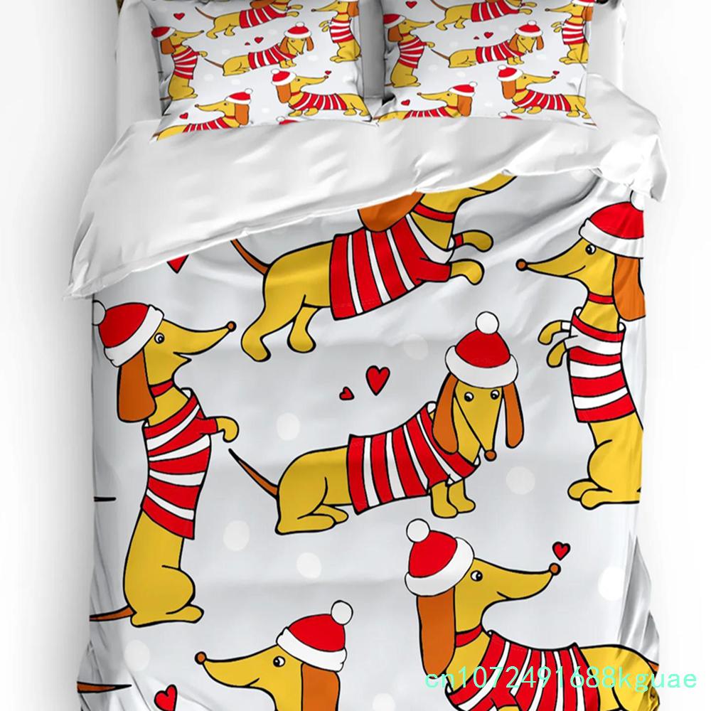 Animal Pink Dog Cute Poodle Duvet Cover Bed Bedding Set Double Home Textile Quilt Cover Pillowcases Bedroom Bedding Set No Sheet