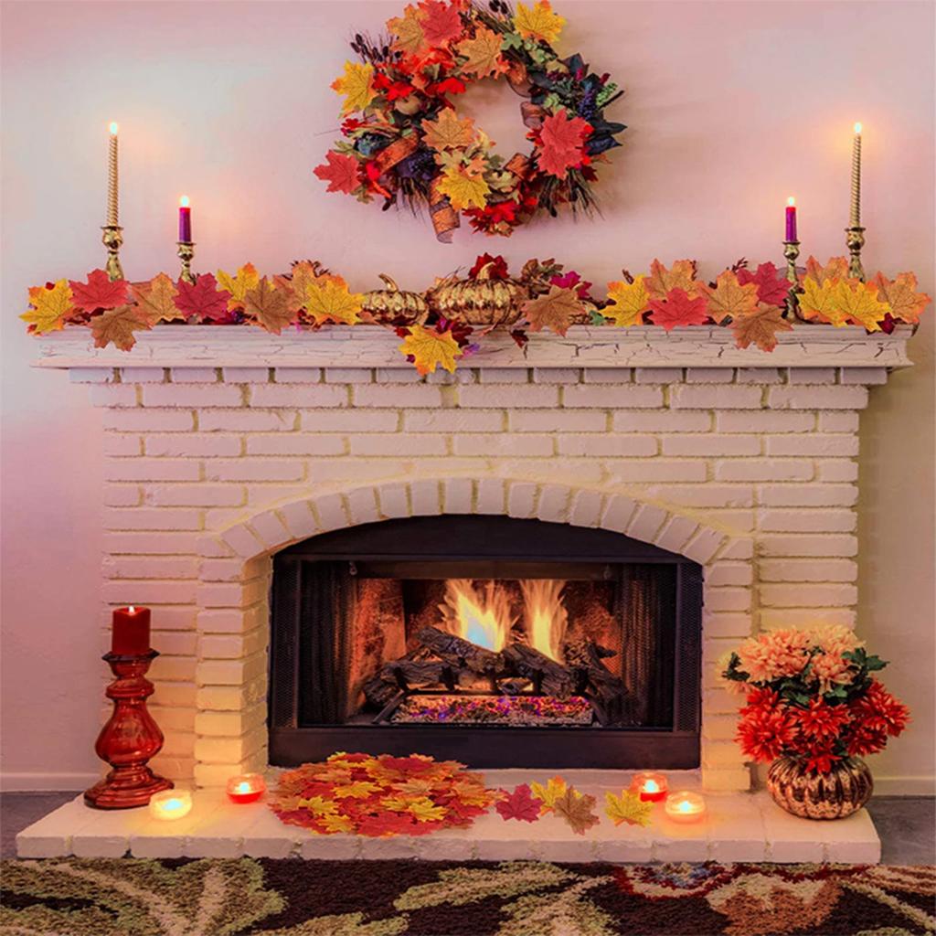 200/400pcs Halloween Artificial Maple Leaves Thanksgiving Day Home Decoration Wedding Party Craft Vase Table Decorative Props