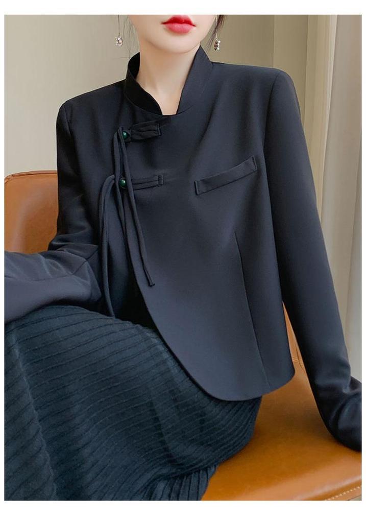 2024 Early Spring Chinese Style Silk Satin Petite Suit Jacket