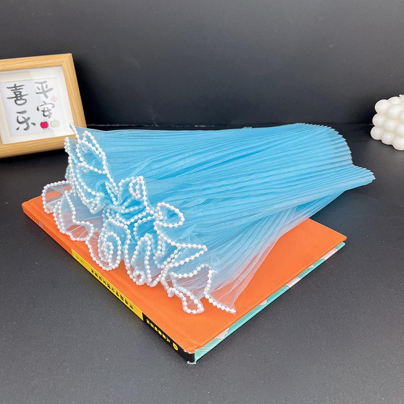 Korean Pearl Ruffle Gauze Floral Bouquet Wrapping Material - Pleated Mesh Wave Gauze