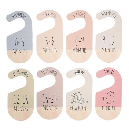 

8 шт. разделителей для детского шкафа, двухсторонний разделитель для детской одежды, деревянная вешалка для одежды от новорожденных до 24 месяцев, органайзер для детского гардероба для девочек или 8pcs