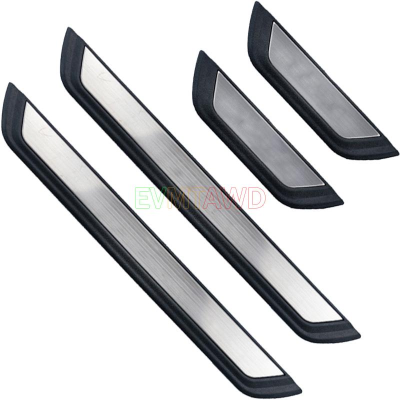 For Toyota C-HR CHR EV Limited Accessory 2017-  Stainless Carbon Car Door Sill Scuff Plate Guard Pedal Protector Cover Silver CHR Letter