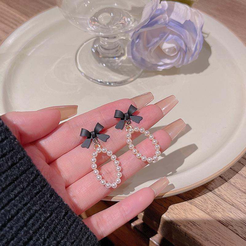 

S925 Серебряная игла Жемчужные серьги женские ниши бант ушные шпильки аксессуары