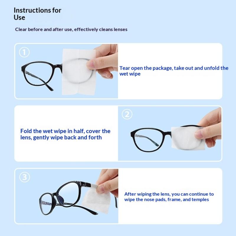 100Pcs Glasses Cleaning Lens Wipes Sunglasses Mobile Phone Screen Wipes Pre-Moistened Individually Wrapped No Scratches Stripes