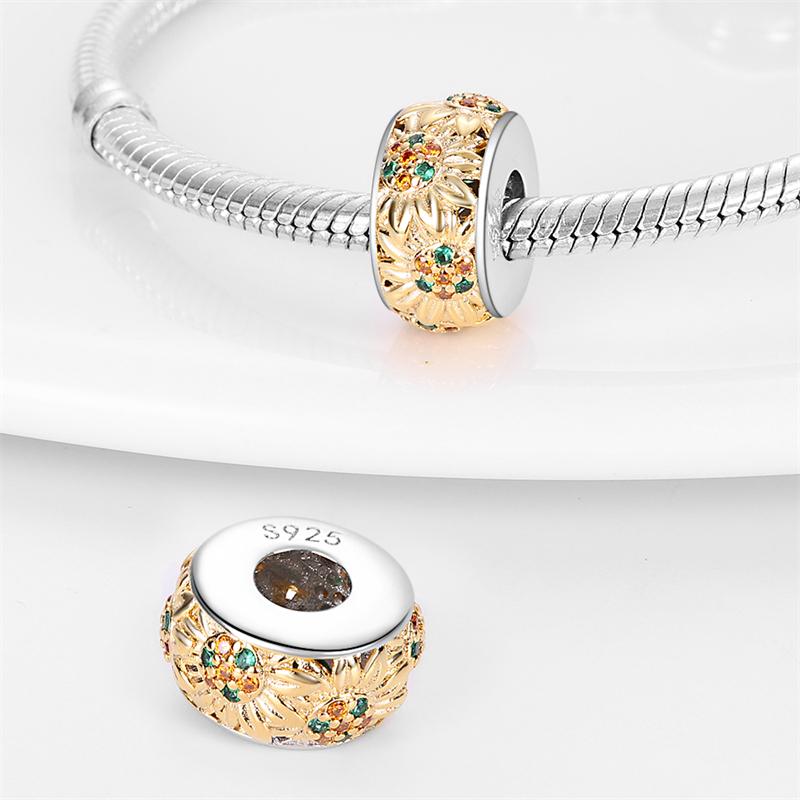 Spring Floral Theme Romantic & Natural Yellow Blue Charms Beads Fit 925 Charms Bracelet Beads Jewelry Gifts for Women
