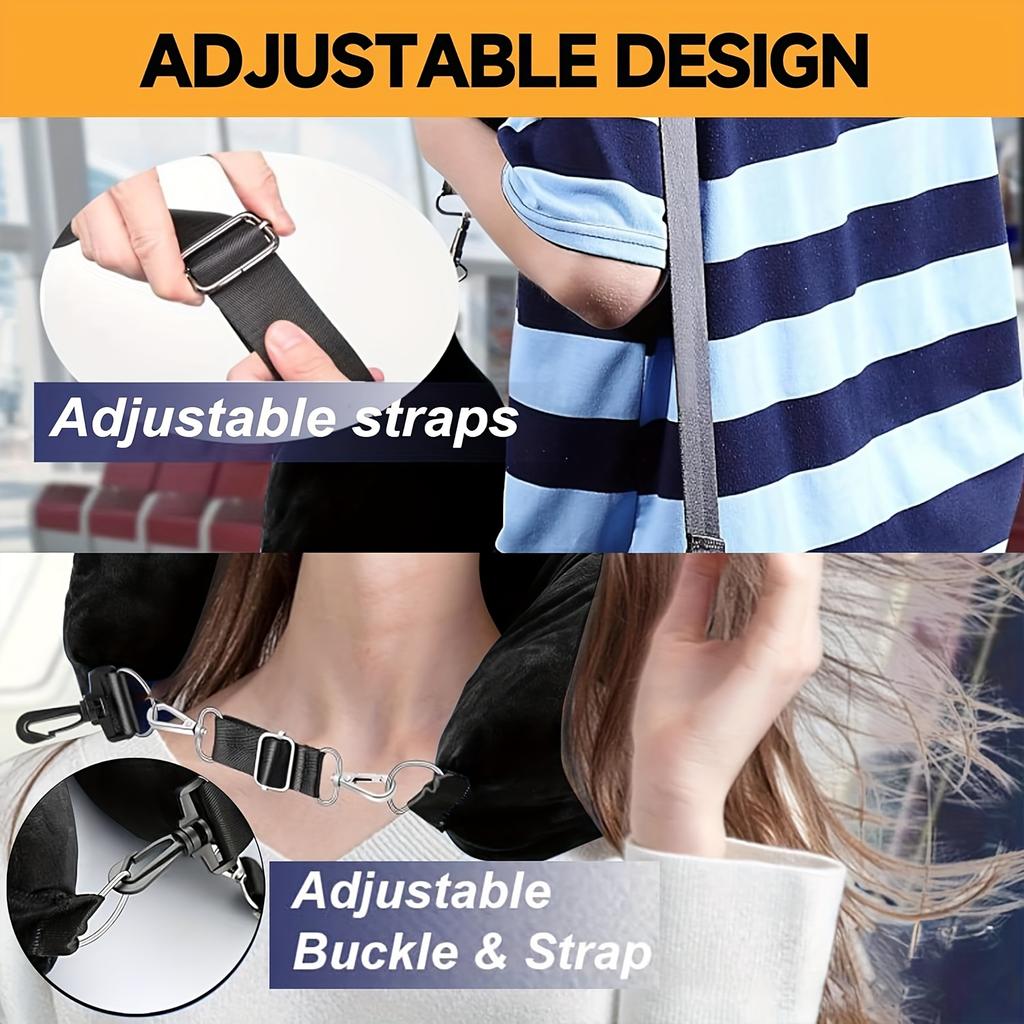 Travel Neck Pillow with Fillable Clothing U-Shaped Pillowcase, Extra Storage Bag, Soft Neck Pillow Cover, Portable Essential for Airplane Travel