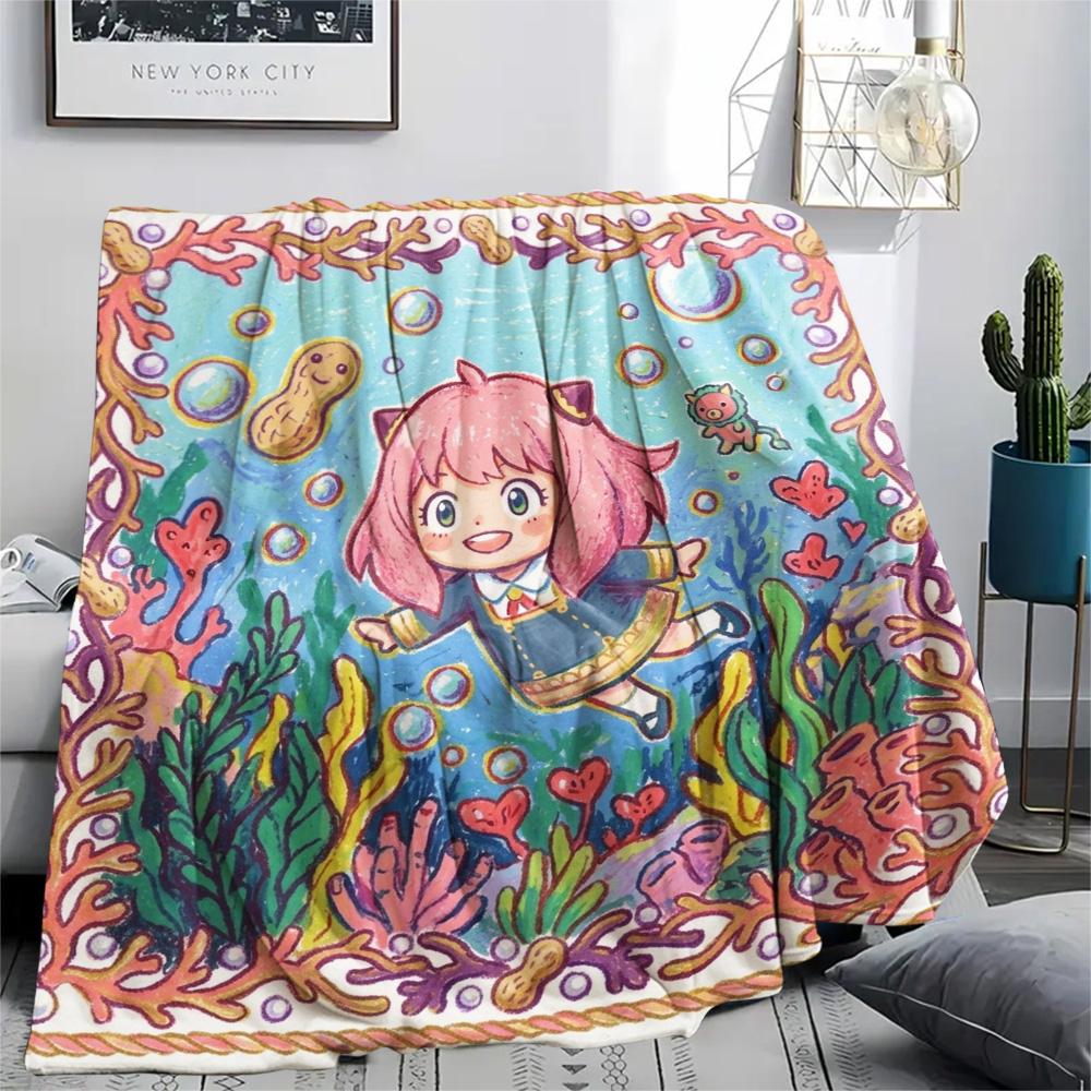 Anya Forger Cozy Warm Style Flannel Blanket Print Comfortable for Indoor Picnic Bedroom Sofa.-TING