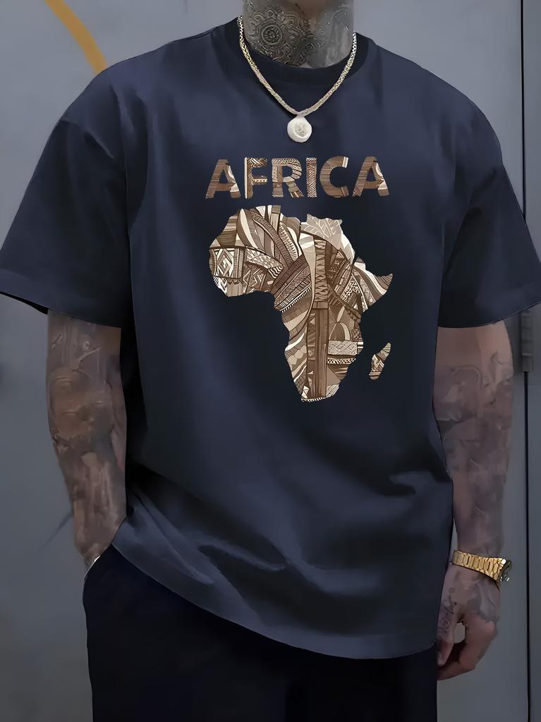 Africa Map Art Inspired Graphic Tee Casual Tops 100 Cotton Unisexs Tshirt Summer Breathable Lightweight Streetwear Shirts