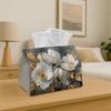 1pc Tissue Box Holder with White Floral Design - A Versatile Napkin Dispenser Suitable for Home Gatherings, Car Decoration - A Stylish Organizer for T