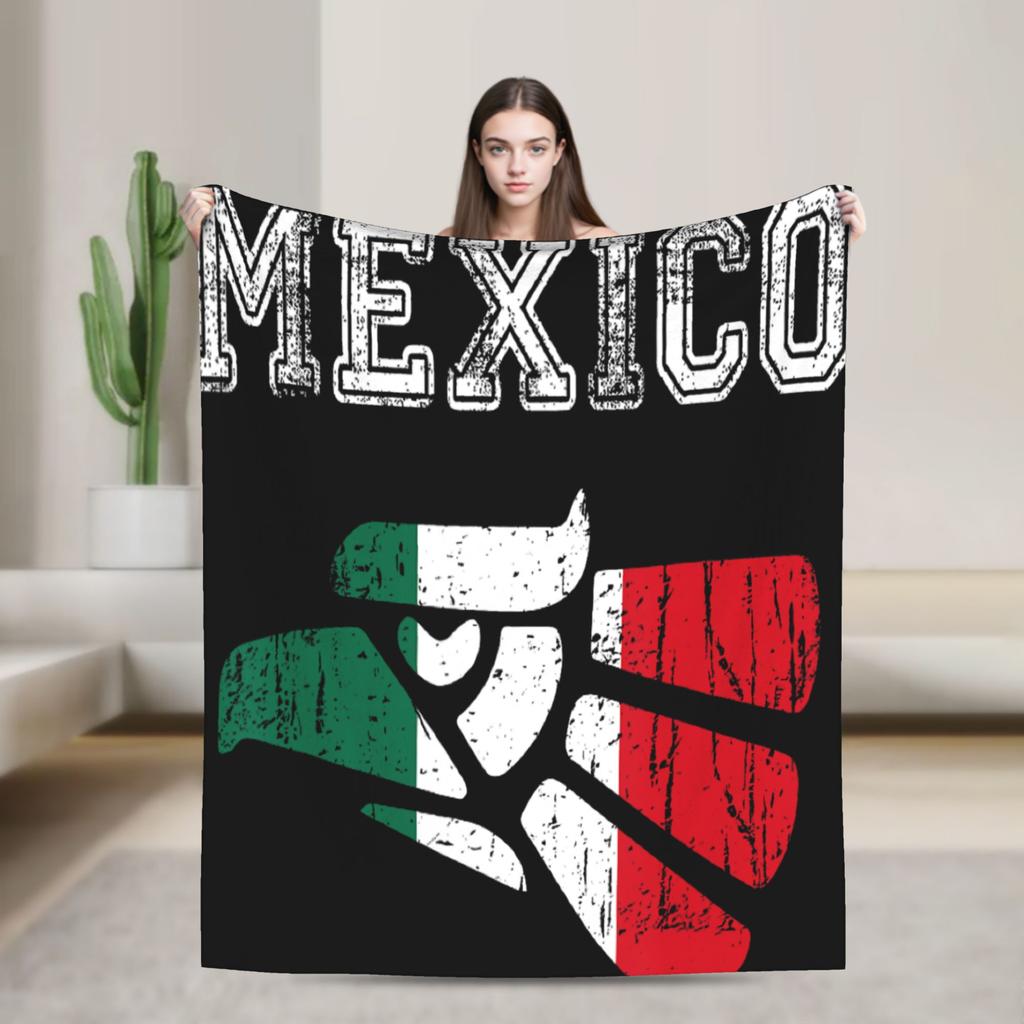 Aztec Eagle Mexico Flag Flannel Blanket Winter Soft Durable Throw Blanket for Children Couch Chair Bedspread Sofa Bed Cover