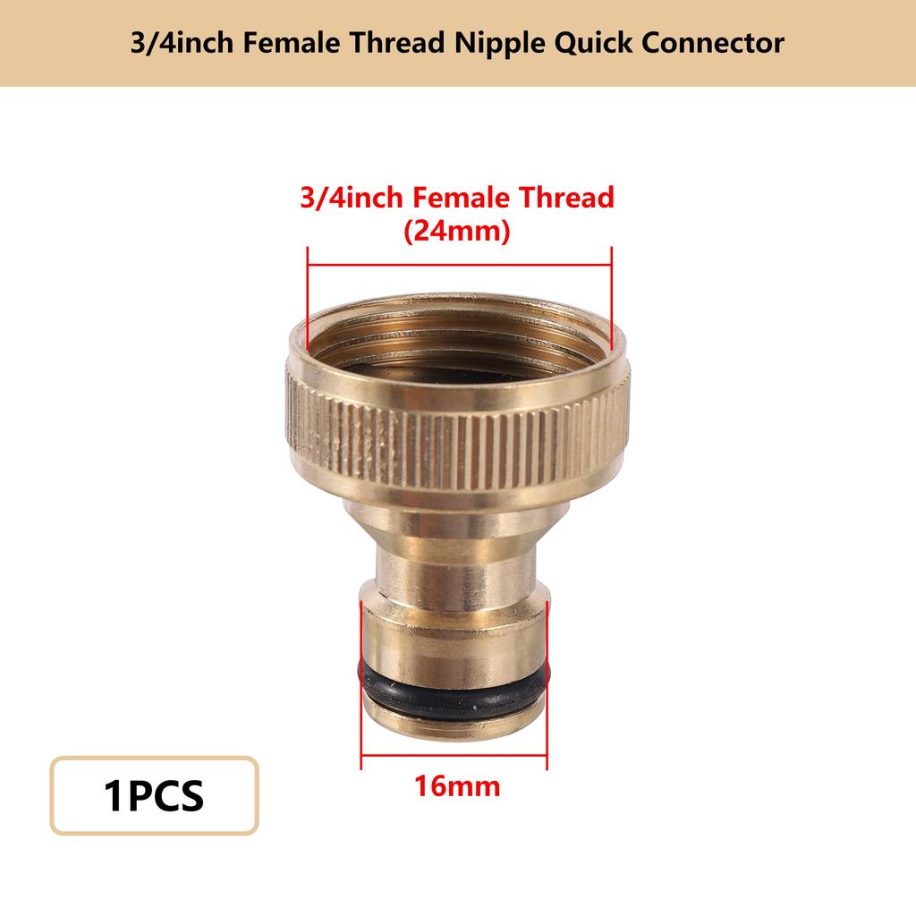 1/2" 3/4" 1" Threaded Brass Quick Connector M22/24 Nipple Fitting Garden Hose Quick Connect Faucet Adapter Water Hose Connector