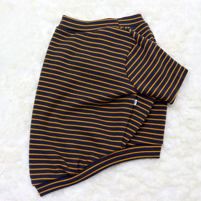 Dog Super Elastic Bottoming Shirt Color Strips Autumn and Winter Brushed Thick Fabric Stretch Stripes Fat Control Dog Clothes