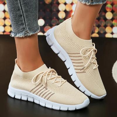 Women's Lightweight Breathable Mesh Sneakers Soft Sole Non Slip Casual Running Shoes Woman Summer Comfort Knit Flats Plus Size