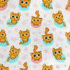 Royal Samt Stoff Polyester Zum Nähen - Motiv Katze, Sterne Und Herzen