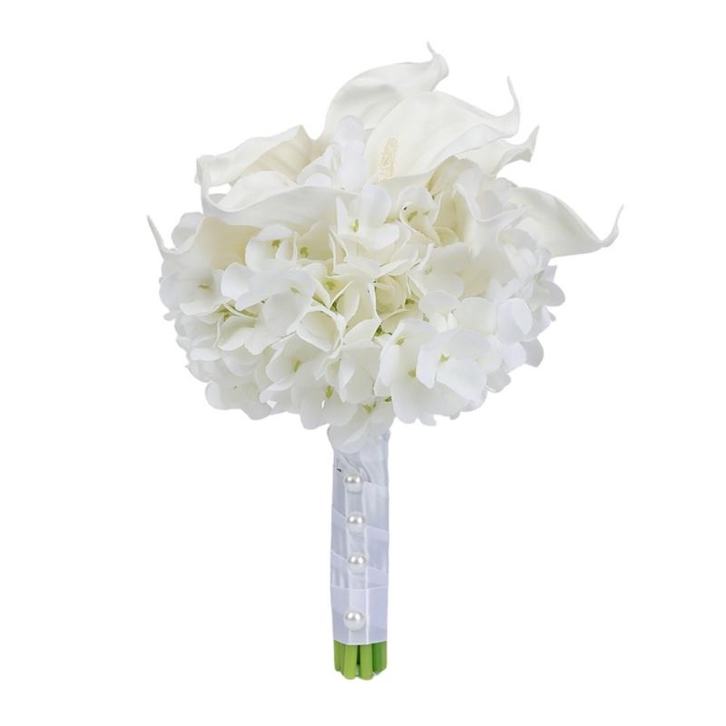 

User Friendly Faux Floral Arrangement Efficient Hydrangea Calla Bouquets For Bride Wedding Party Decors 1