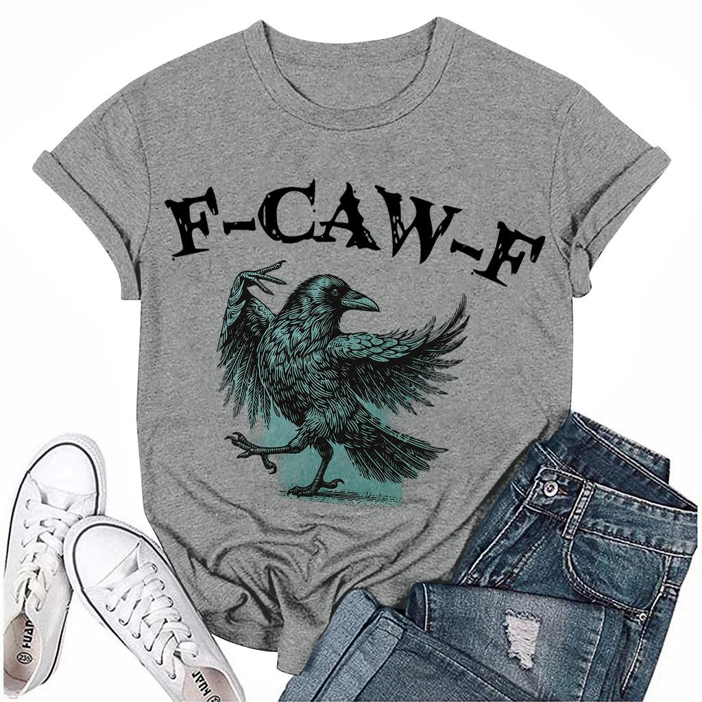 Women's  Group 2D Printed Round Neck Short Sleeve Top