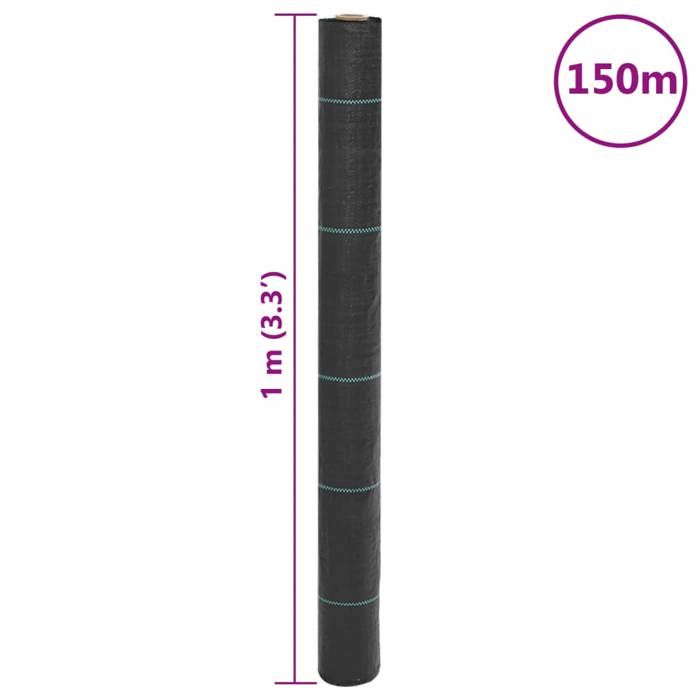 VidaXL Black Weed Control Membrane 1x150 M PP, Weed Control Fabric, Weed Control Membrane 4005183