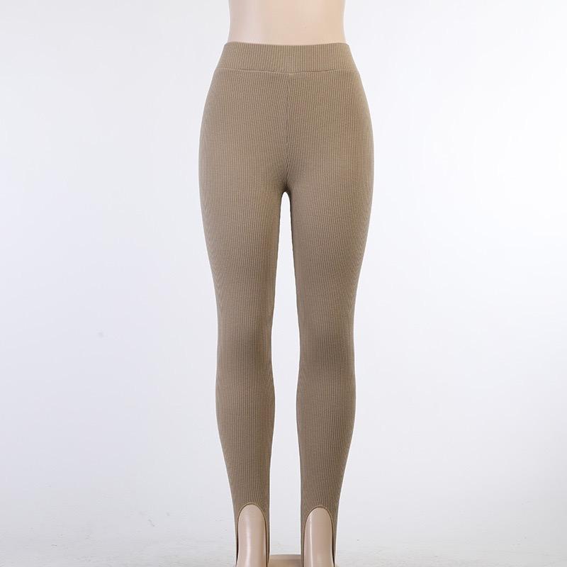 Skinny Strickhose mit hoher Taille und Schritt-auf-Fuß-Design, warme Winter-Leggings mit schmaler elastischer Taille, lässige Streetwear für Damen