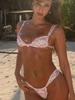 Tvådelade Kostymer Bikinis 2025 Dam Badkläder Push Up Badkläder Sexiga Bikiniset Badkläder Mönster Strandkläder Enfärgade Bikinier