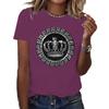 Women's Short-sleeved Loose and Fashionable T-shirt with Crown Print