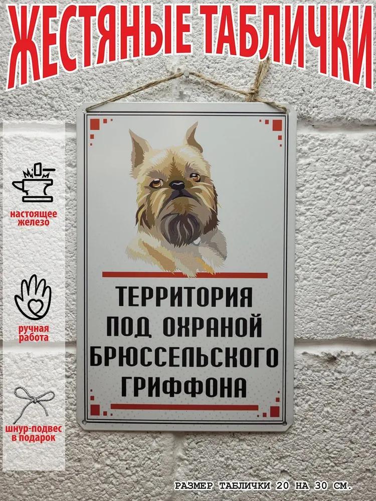 Металлическая табличка Предупреждение Охранная собака Брюссельский гриффон Территория