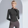 Women Long Sleeve Workout Tops Quick Dry Full Zip Crop Yoga Athletic Slim Fit Shirts Yoga Sportwear with Thumb Holes for Running Gym Aerobics Yoga