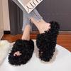 Women Fur Slippers Casual New Suede Flats Shoes 2025 Winter Short Plush Cozy Flip Flops Open Toe Slides Woman Zapatos