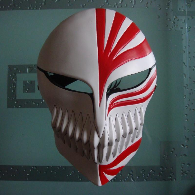 Halloween Horror Grim Reaper Mask Kurosaki Ichigo Virtual Full-Face Mask Anime Men s Gundam Figure White Model Death（Red）