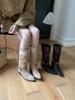 Autumn and Winter New Women's Boots Pointed Thick Heel Temperament French Fashion Belt Buckle Medium Boots