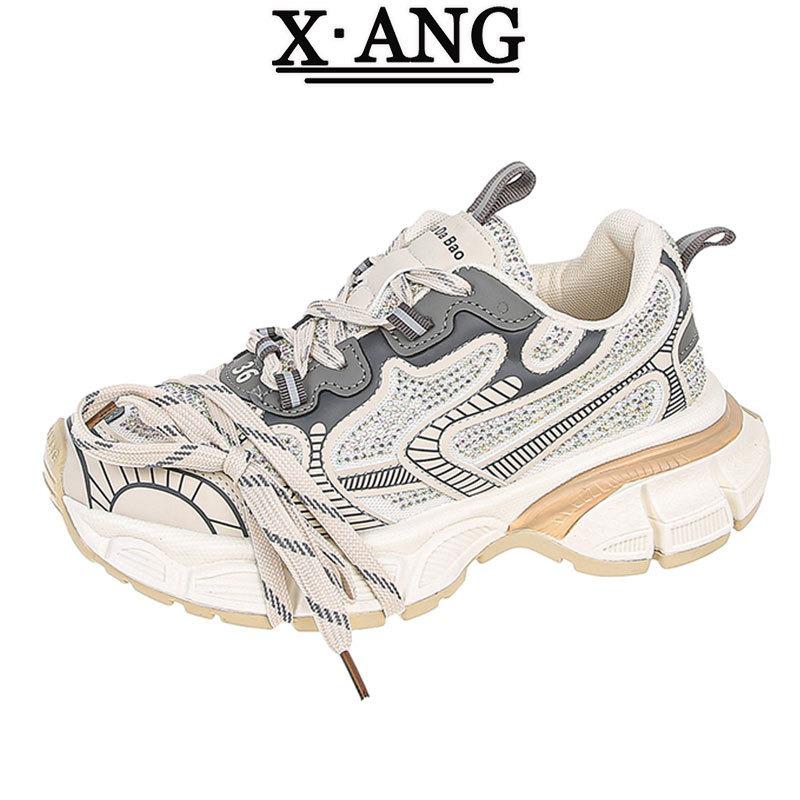 

Туфли «папины кроссовки» со стразами, весна-лето, новые, на толстой подошве, увеличивающие рост, сетчатые, повседневные, спортивные туфли, красные женские туфли Ankola 40