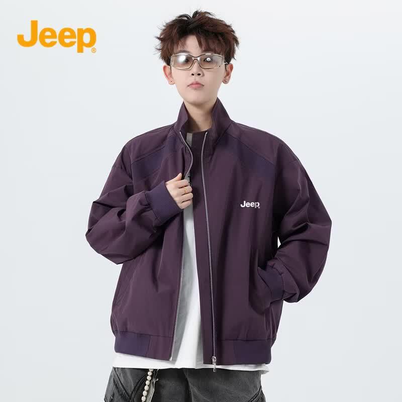JEEP Men's Casual Stand Collar Windproof Knit Jacket