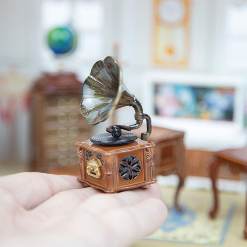 High Quality Miniature Turntable Dollhouses Piece Adds Vintage Charm to Any Room Setting Pretend Play