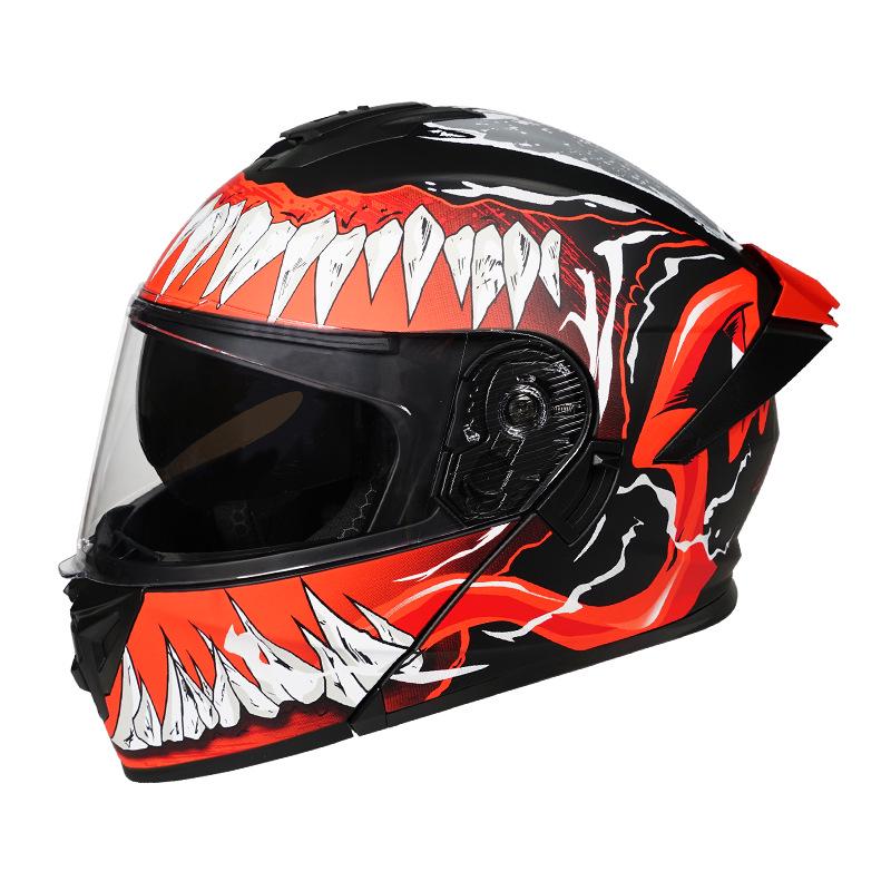 3C Certified Flip-up Dual Visor Full Face Helmet for Men and Women - All Seasons