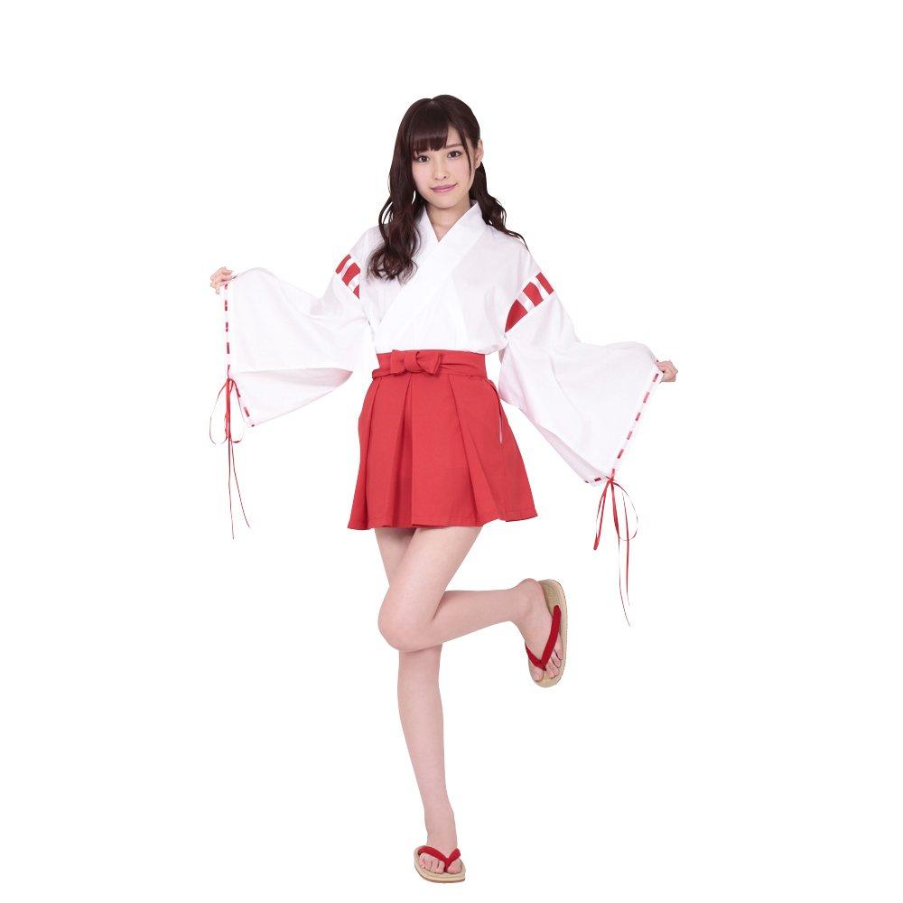 Dream Maiden Mini Shrine Maiden White and Size A&TCollection Costume, Red, M, Women's