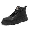Italian Brand Men's Casual Leather Ankle Boots Fashion Flat Designer Antiskid Hiking Shoes High Top Shoes Outdoor Walking Shoes