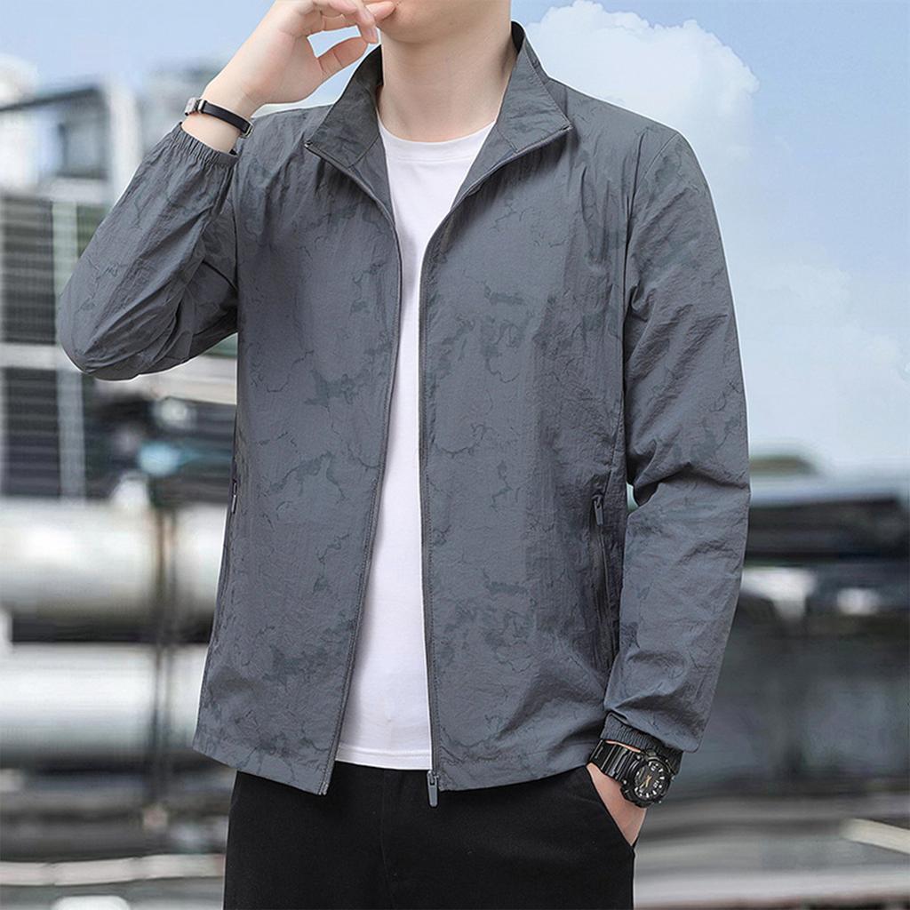 Men's Summer Light And Solid Color Outdoor Loose Large-sized Sun-protective Clothing, Waterproof Windbreaker Jacket
