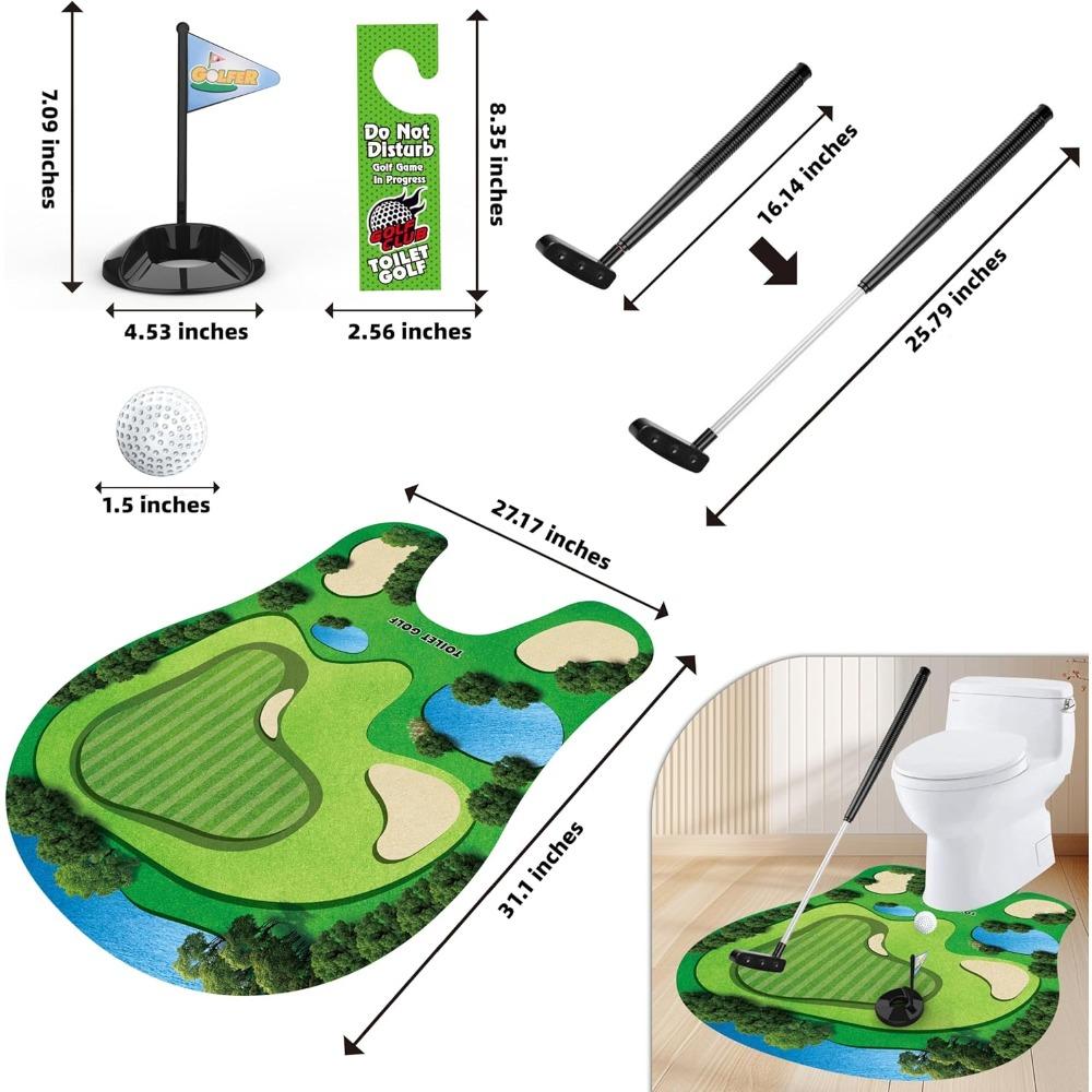 Toilet Golf Balls Game Set Mini Indoor Putting Green Toy Novelty Bathroom Golf Gag Gift for Dad Boyfriend White Elephant Gifts