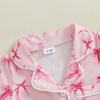 Baby Girl Summer Romper Short Sleeve Lapel Collar Strawberry/Heart Print Jumpsuit Infant Pajamas