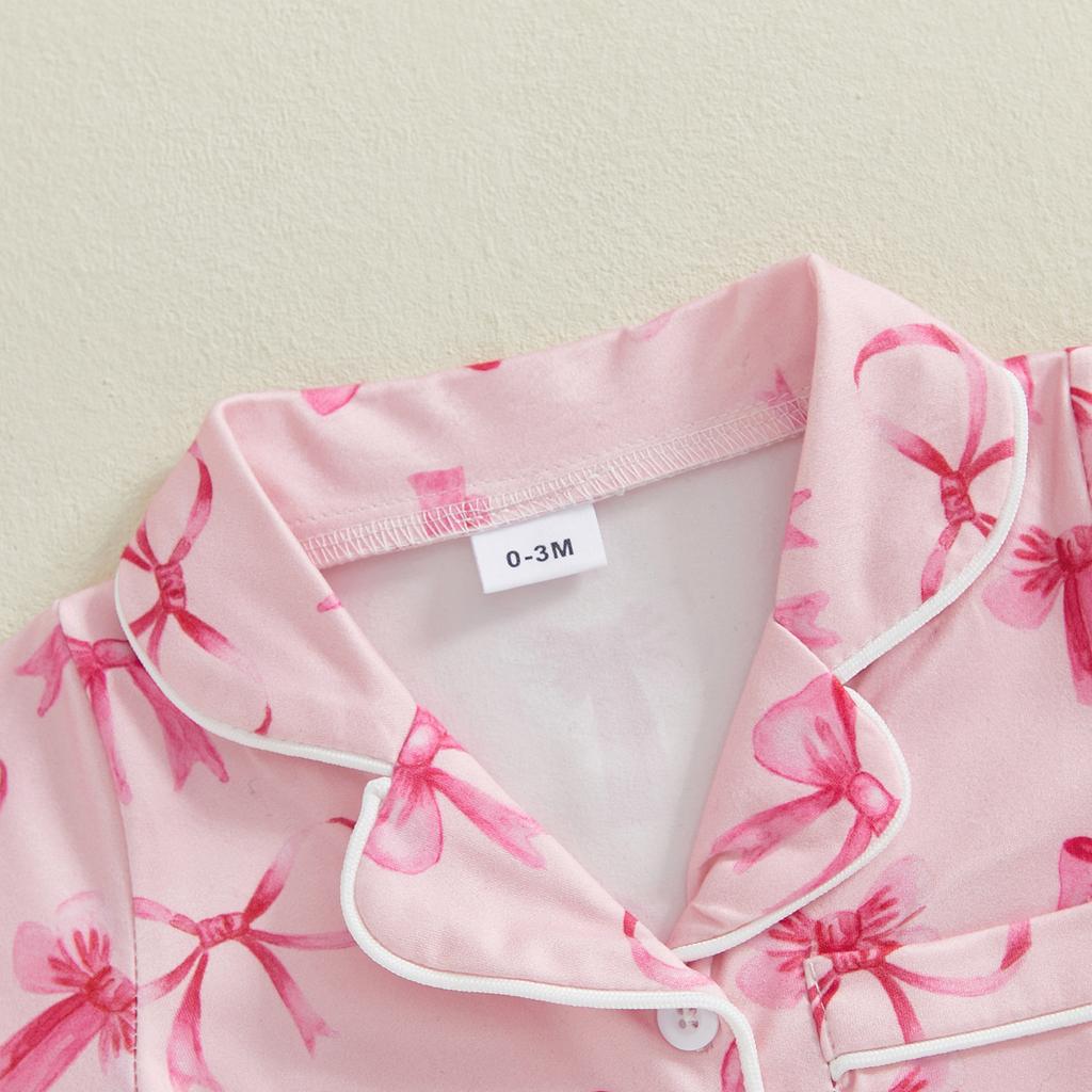 Baby Girl Summer Romper Short Sleeve Lapel Collar Strawberry/Heart Print Jumpsuit Infant Pajamas