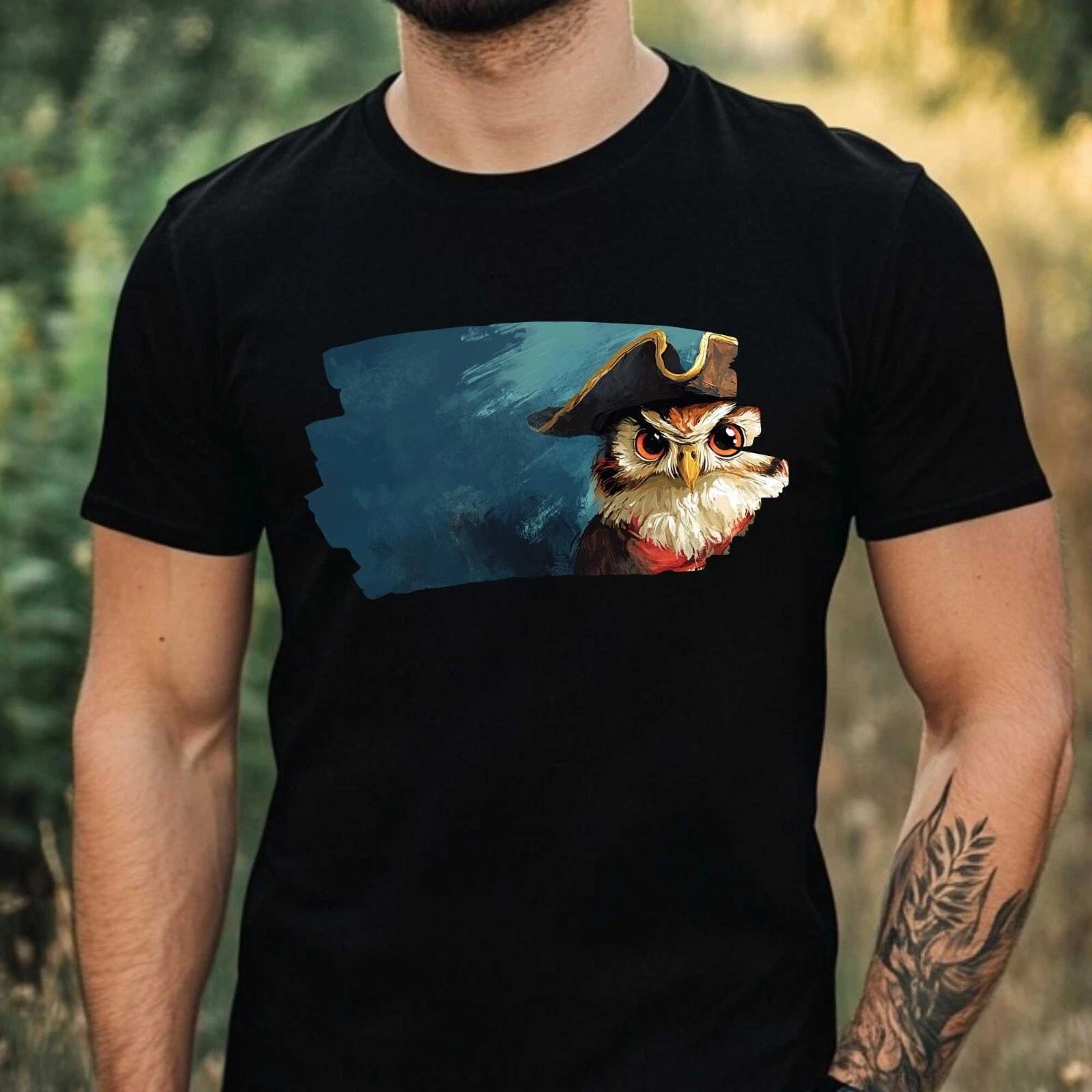 T-Shirt Herren Piraten Eule Motiv Baumwolle Größe XS bis 5XL S