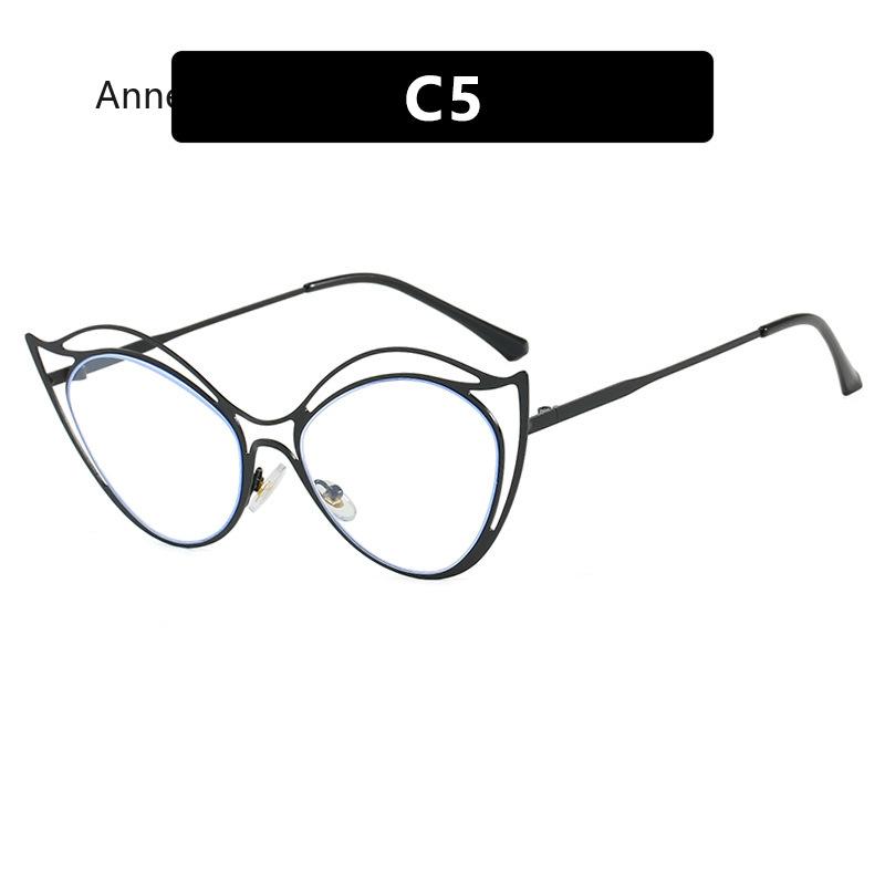 Fashion Women Metal Anti Blue Rays Glasses Cat Eye Computer Goggles Big Frame Eyeglasses Vision Care Blue Light Blocking Eyewear