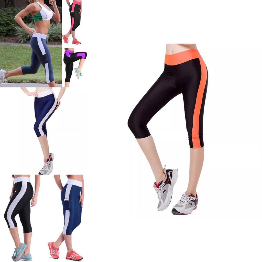 Stylish Women's High Waist Colorblock Yoga Pants With Convenient Side Pockets For Active Lifestyle