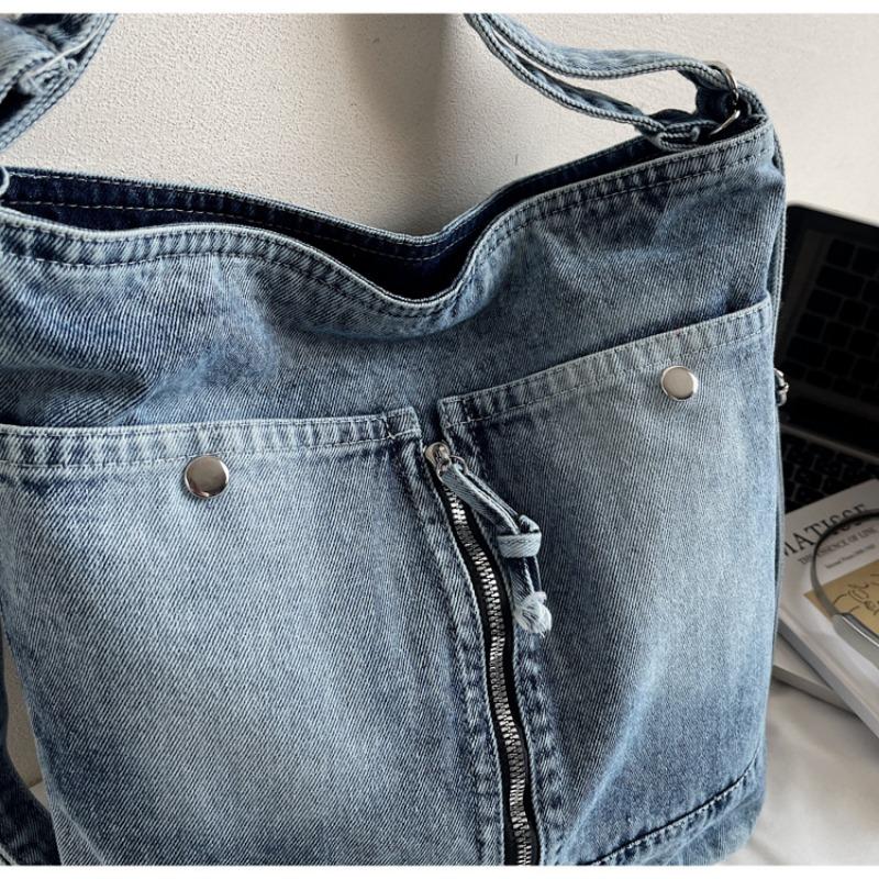 Denim Bag Casual Women's Bag Large-capacity Retro Tote Bag Soft Bag Fashionable Single-shoulder Crossbody Bag