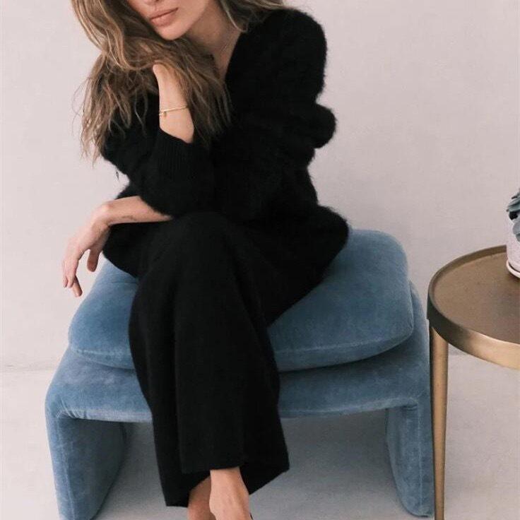 2025 Autumn/Winter Women's Loose Mink-Style Knitted Cardigan - Soft Long Sleeve Sweater Coat