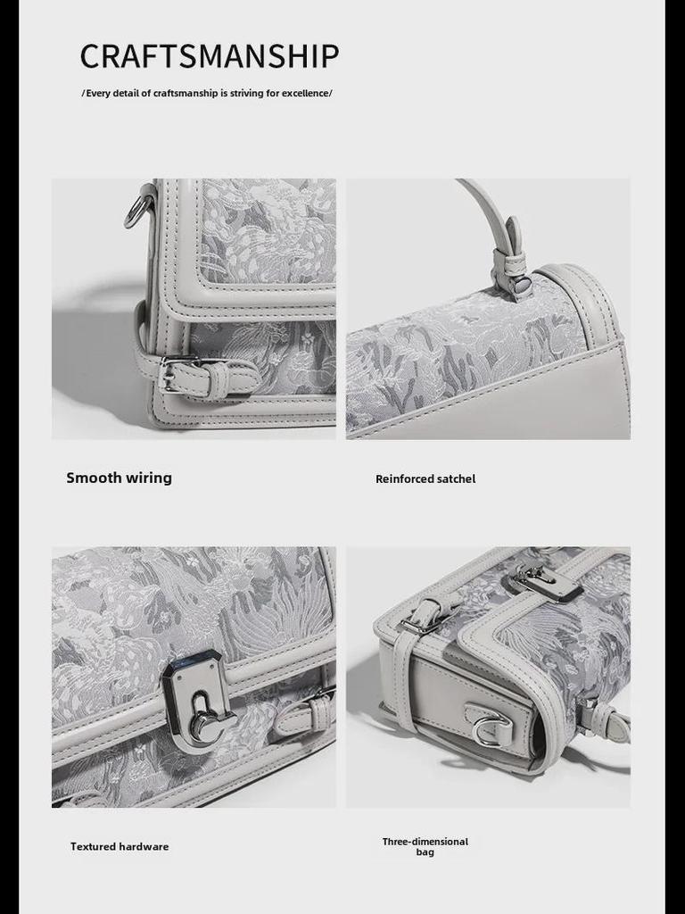 2024 Women's Fashion Versatile Lace Handbag: New Light Luxury Shoulder and Crossbody Small Square Bag