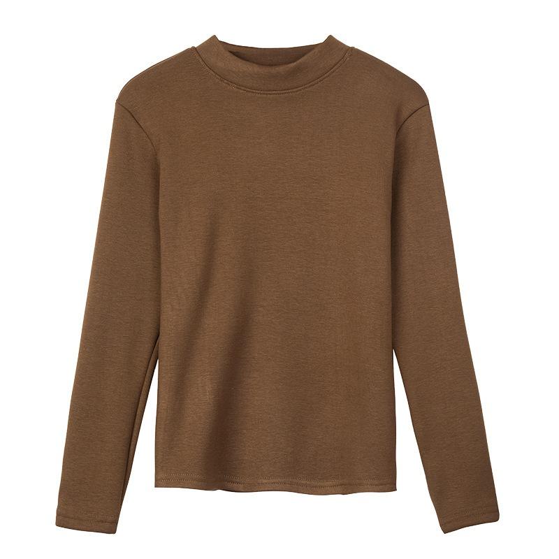 Damen Herbst- und Winter Warme Gepolsterte und Verdickte Unterzieh-Tops mit Mittelhohem Kragen und Langen Ärmeln